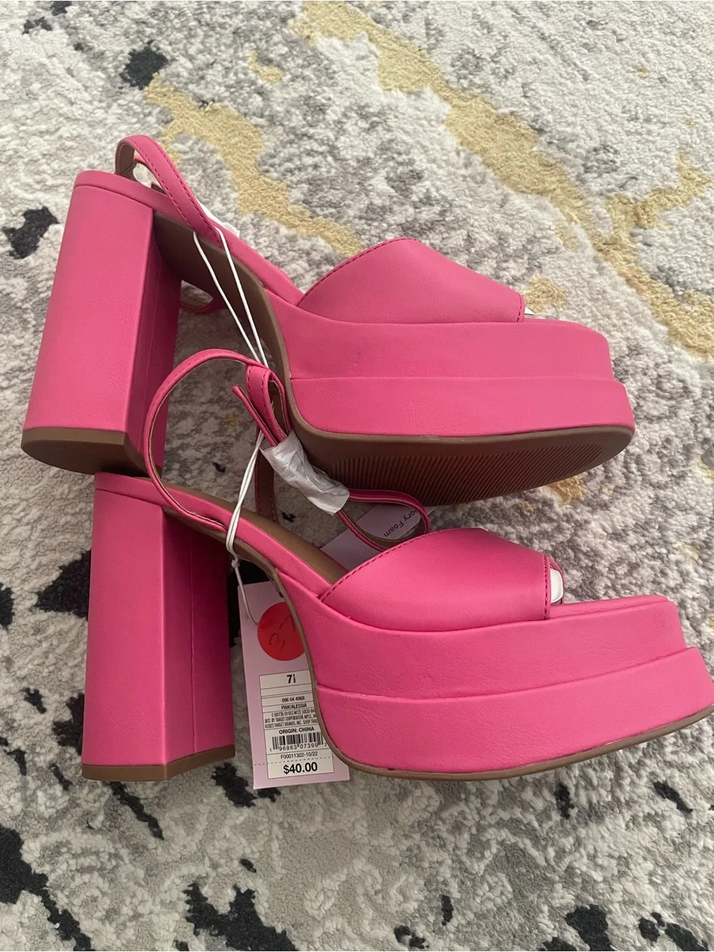 wild fable Hot Pink Platform Block Heel Sandals
